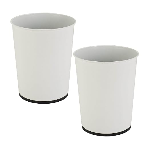 Bath Bliss 5 Liter Small Wastebasket | 2 Pack | Round Open Top | Trash Can | Bathroom | Bedroom | Kitchen | Office | Dorm | Disposal Waste Bin | Garbage | White by BathBliss