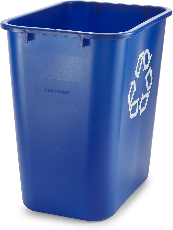COASTWIDE Professional Plastic Indoor Recycling Wastebasket Without Lid, Blue,Plastic, 7 Gallon (CW56432) by CoastwideProfessional