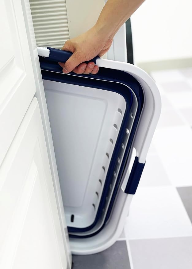 SAMMART 42L (11 gallon) Collapsible Plastic Laundry Basket - Foldable Pop Up Storage Container/Organizer - Space Saving Hamper/Basket (1, White/Starry Blue) - Image 5