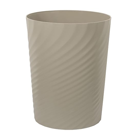 UUJOLY Plastic Small Trash Can Wastebasket, Garbage Container Basket for Bathrooms, Laundry Room, Kitchens, Offices, Kids Rooms, Dorms, (Khaki, 1.8 Gallon) by UUJOLY