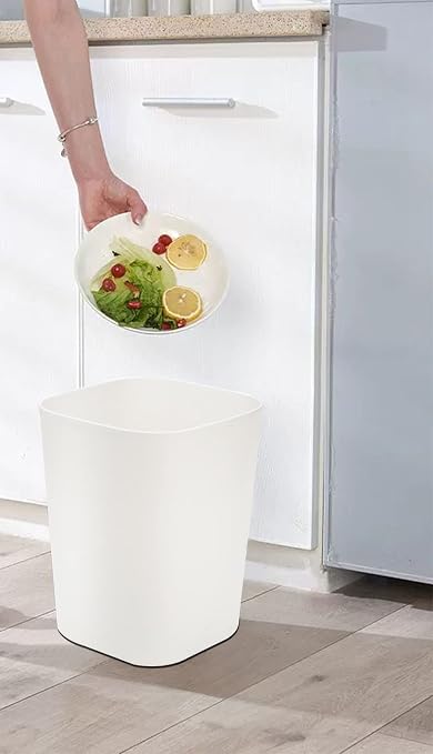 Besli 2 Gallon Small Trash Can Garbage Can Wastebasket for Bathroom Bedroom Kitchen Office (White, 2 Pack) - Image 3