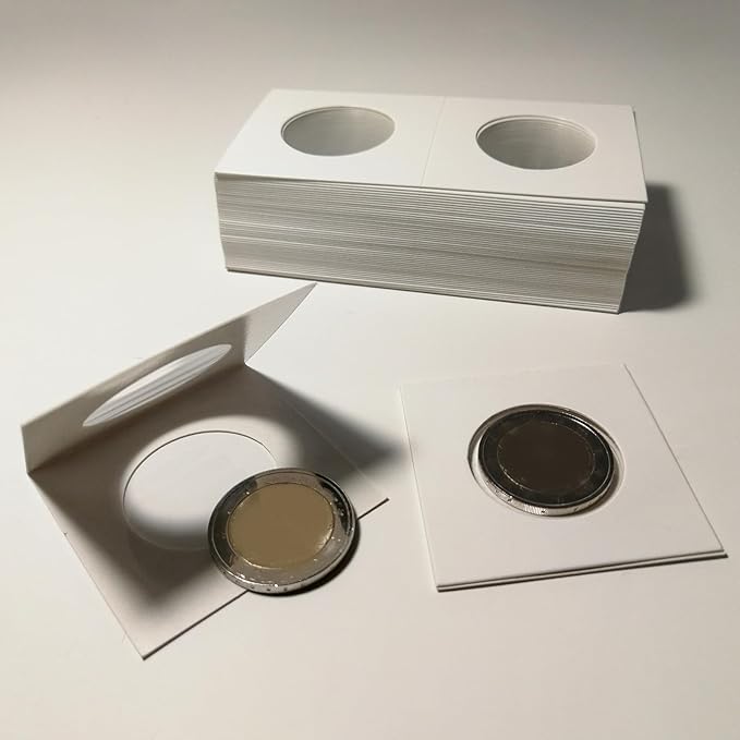 PATIKIL 2 x 2 Coin Flips, 100 Pack 23mm Cardboard Coin Holder Paper Coin Holders for Coin Collection Supplies Collector, White