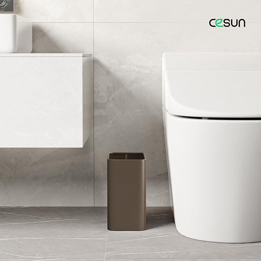 Cesun Small Bathroom Trash Can, 2.1 Gallons, Open-Top, Brown Metal, Stainless Steel, Modern, Ideal for Bathroom, Bedroom, Home Office,Toilet, Rv,Near Desk, Under Sink - Image 2