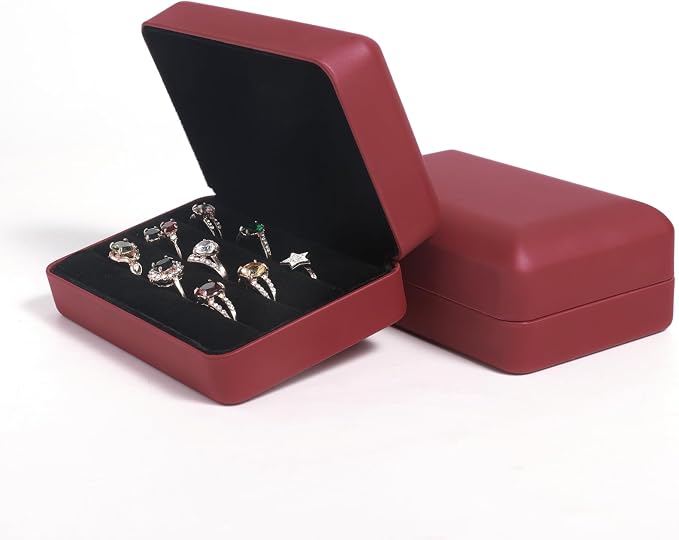 Small Ring Organizer Box. Travel Jewelry Storage Case. Ring Box for Multiple Rings. Portable Ring Display Holder for Women (Red S) - Image 3