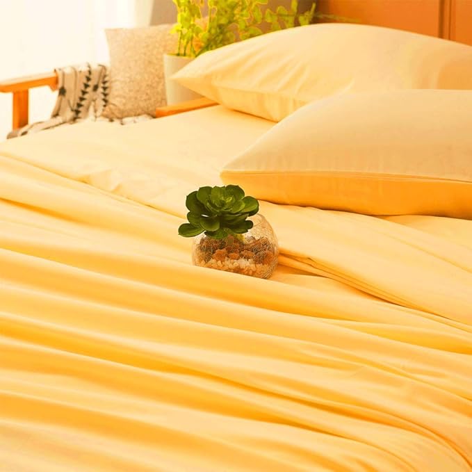 SONORO KATE Bed Sheet Set Super Soft Microfiber 1800 Thread Count Luxury Egyptian Sheets 16-Inch Deep Pocket，Wrinkle and Hypoallergenic-3 Piece (Yellow, Twin XL)