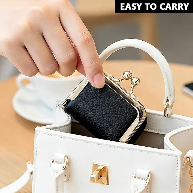 PU Leather Mini Jewelry Box, Vintage Portable Mini Jewelry Organizer with Kiss Lock, Compact Travel Case for Rings, Earrings, Necklaces - Ideal Gift for Women - Image 8