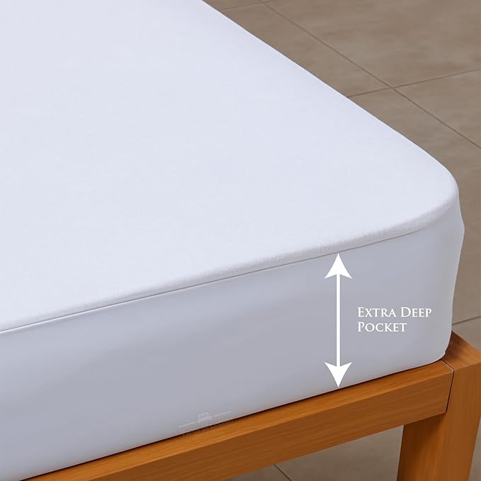 Cot Mattress Protector 33"x75" Waterproof, Terry Soft and Noiseless Mattress Protector Perfect for Daybed 33" X 75" Mattress/Narrow Twin/Cot Size/Rv Bunk/Camping Cot (White)