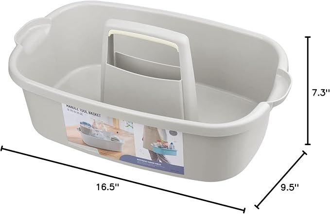 JiatuA Large Cleaning Supplies Caddy Portable Shower Basket Supply Organizer with Handle Plastic Bucket Tool Storage for Bathroom, Bedroom, Kitchen, College Dorm, Garden, Light Gray 2 Pack - Image 6