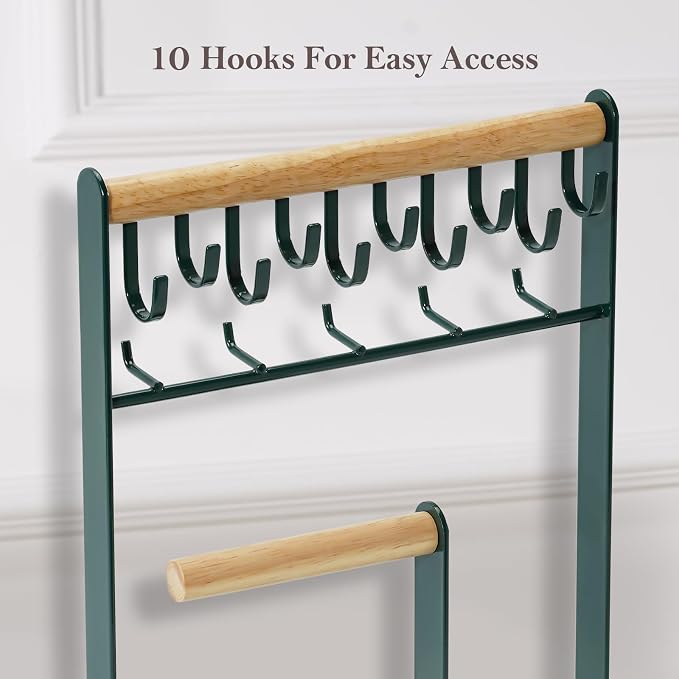ProCase Jewelry Stand Holder Organizer, 5-Tier Necklace Holder with Ring Tray, 15 Hooks Necklaces Hanging Small Jewelry Display Storage Tower Tree for Bracelets Earrings Watches -Large, Green - Image 3