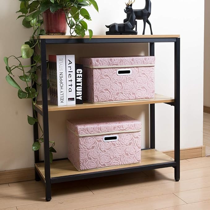 PRANDOM Collapsible Storage Boxes with Lids Fabric Decorative Storage Bins Cubes Organizer Containers Baskets with Cover Handles Divider for Bedroom Closet Living Room 14.9x9.8x9.8 Inch 1 Pack - Image 3