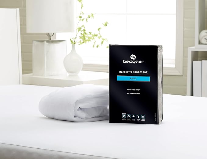 Bedgear Queen Basic Mattress Protector - Lightweight, Noiseless, and Waterproof Fabric Cover for Bed - Washable and Breathable Mattress Pad - Protects Against Stains