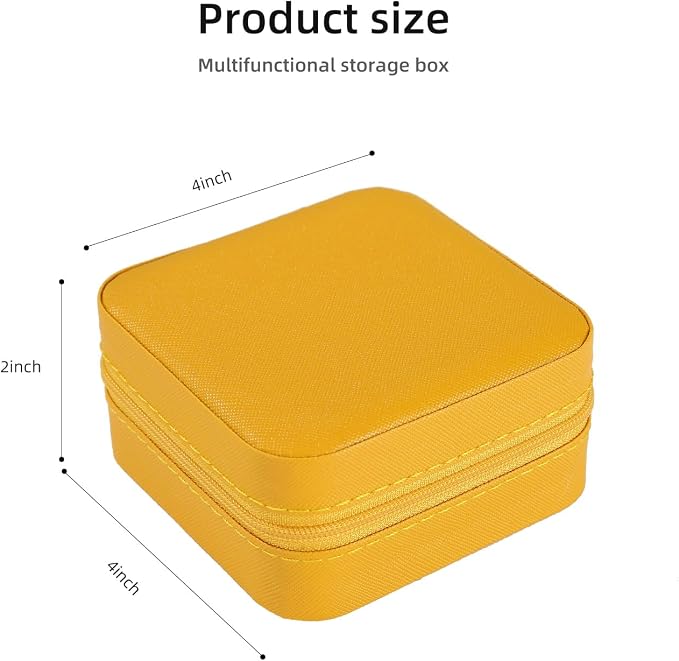 KElofoN Travel jewelry case Travel jewelry box Travel Jewelry Organizer Small Jewelry Organizer Box Gift for Girls Women with Mirror (Yellow) - Image 2