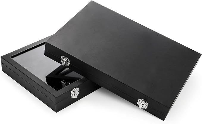 Elsjoy 2 Pack 100 Slots Ring Display Case with Transparent Glass Lid, Black Velvet Ring Organizer Box Large Ring Storage Tray, Vintage Jewelry Holder for Home, Selling - Image 4