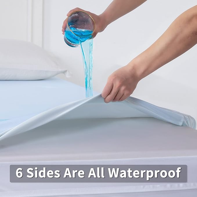 JET'S HOME Twin XL Zippered Mattress Encasement - 6 Sided Waterproof Mattress Protector with Zipper - Machine Washable Mattress Cover Fits 10-15 Inches