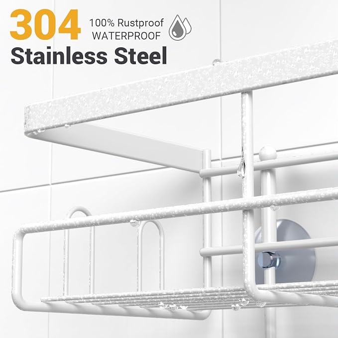 AKTECKE Shower Caddy Hanging Bathroom Organizer: Rustproof Shelf for Inside Shower - No Drilling Racks Over Showerhead - Bath Shelves for Shampoo Soap - Image 3