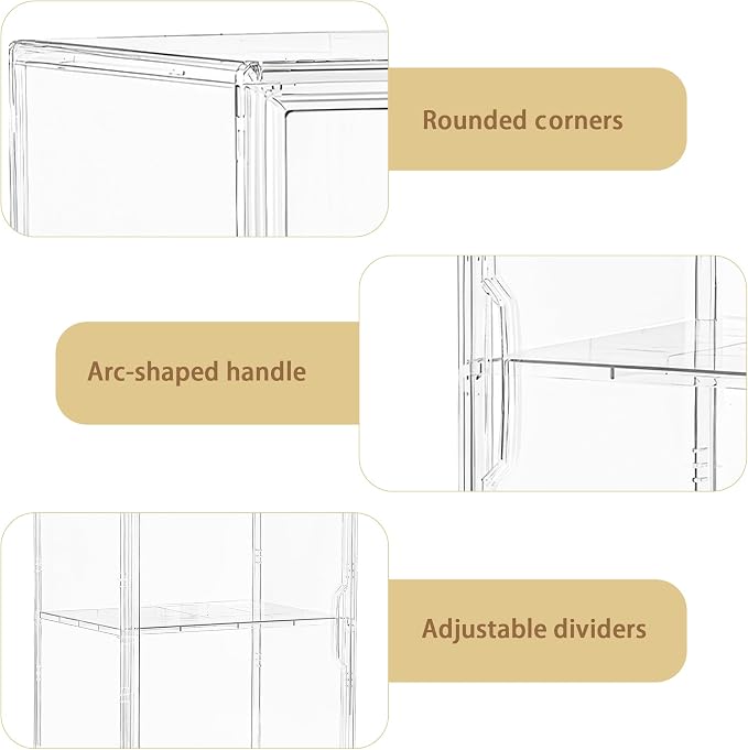 Attelite Acrylic Display Case Compatible with Labubu POP MART, Clear Stackable Plastic Storage Bins with Magnetic Lid, Display Box for Large Figures Collectibles, Cosmetic, Shoe, Perfume and Purse - Image 3