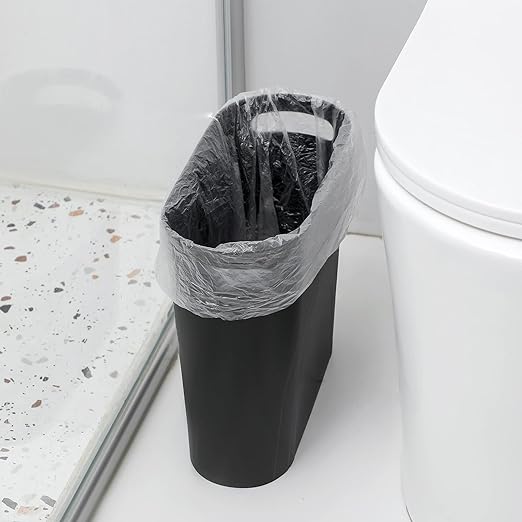 rejomiik Small Trash Can, 3.5 Gallon Slim Garbage Can Plastic Waste Basket with Handles Container Bin for Narrow Spaces Bathroom, Bedroom, Kitchen, Office at Home, Black - Image 5
