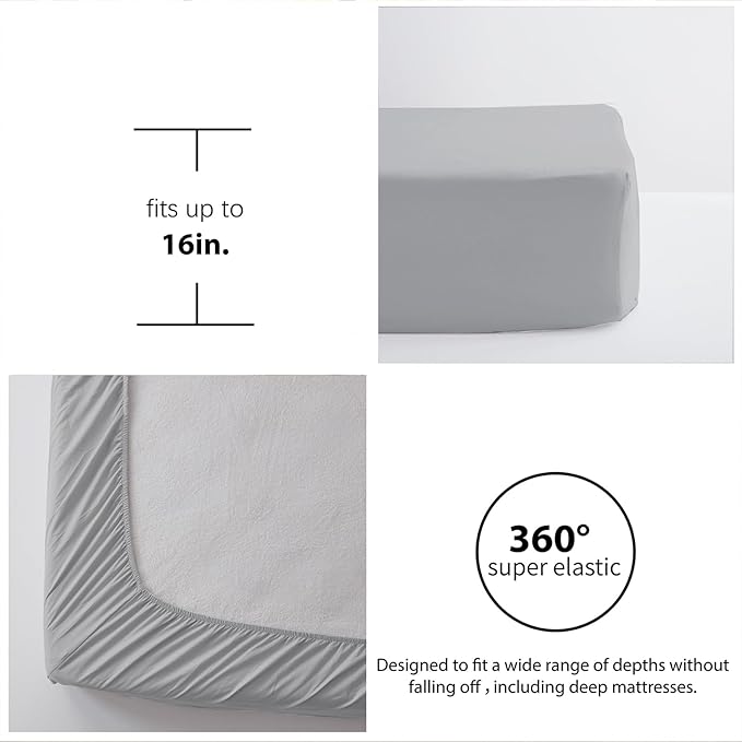 Zzlpp Full Comforter Set 7 Pieces, Light Grey Seersucker Bed in a Bag with Sheets, All Season Bedding Sets with 1 Comforter, 2 Pillow Shams, 2 Pillowcases, 1 Flat Sheet, 1 Fitted Sheet