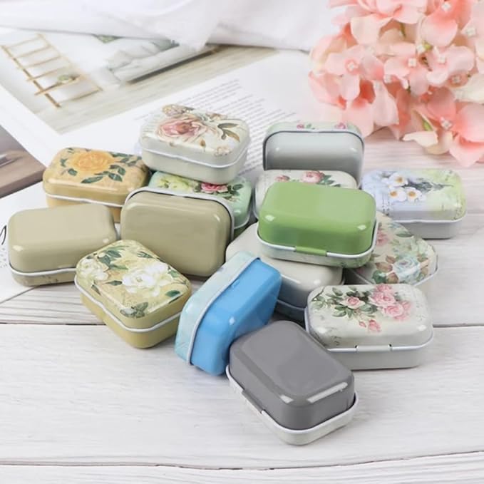 8Pcs Mini Flower Tin Trinket Jewelry Organizer Storage Box Decorative Boxes Small Metal Tins with Hinged Lids Portable Box Containers Small Storage Kit,Easter Basket Stuffers - Image 6