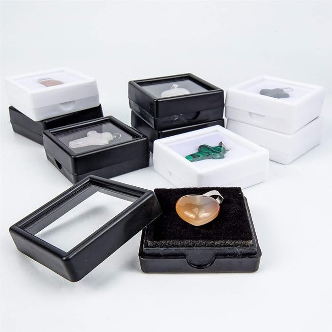 BENECREAT 24 Pack Black Gemstone Display Box Jewelry Box Container with Clear Top Lids 1.57x0.6 for Festival Treat, Gems, Coins, Diamond, Gift Packing - Image 6