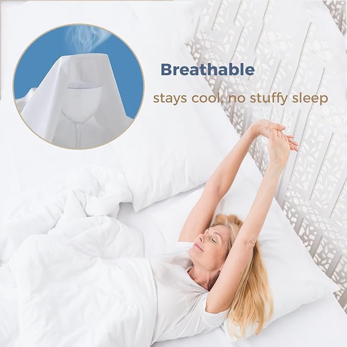 Zippered Split King Mattress Protector, 39" x 80" (2PCs) Soft Terry Surface Mattress Encasement, Absorbent 6-Side Waterproof Mattress Cover, 9 Inches Deep, Hypoallergenic & Noiseless