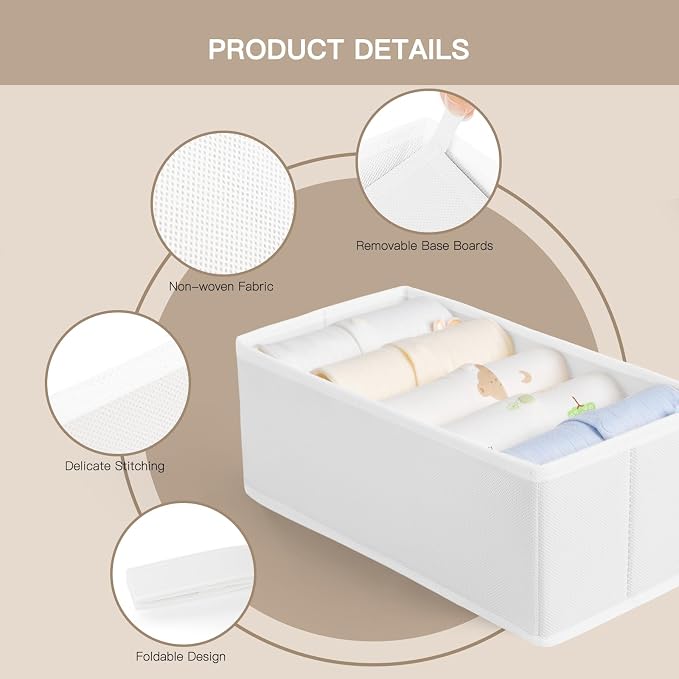 Criusia Drawer Organizer Clothes, 21 Pack Dresser Organizer for Baby Clothes, Underwear, Sock- Foldable Closet Organization and Storage Dividers Bins for Nursery, Bedroom (White) - Image 4