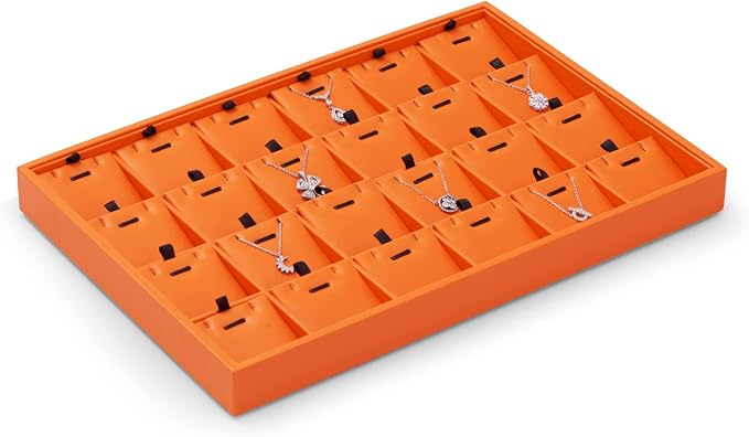 Oirlv Luxury Leather Jewelry Display Tray 24 Grid Jewelry Organizer Tray with Removable Inserts Necklace Pendant Storage - Image 5