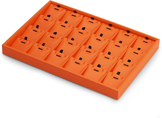 Oirlv Luxury Leather Jewelry Display Tray 24 Grid Jewelry Organizer Tray with Removable Inserts Necklace Pendant Storage - Image 6