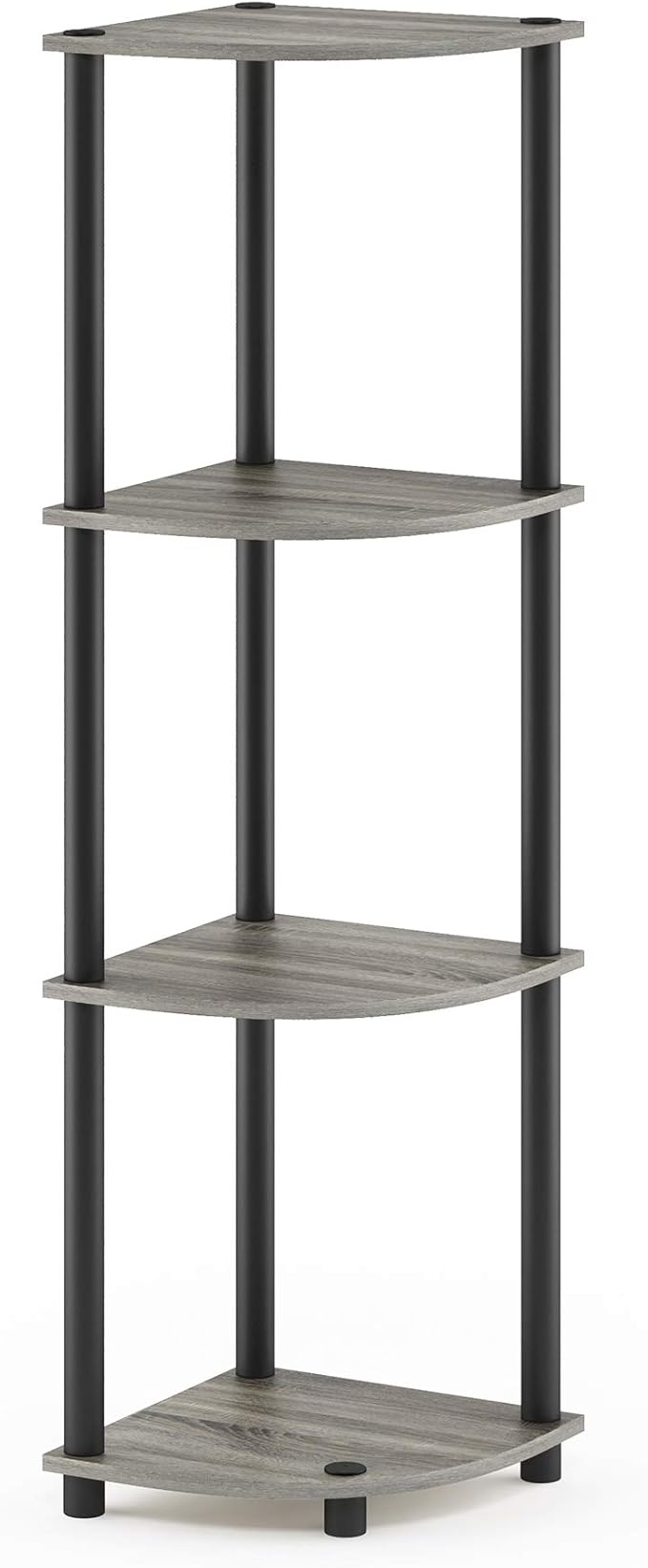 Furinno TURN-N-TUBE Corner Shelf, 4-Tier Corner Bookshelf, Display Storage Shelves with Open Shelves, for Organization and Storage, Living Room, Home Office, Garage, French Oak - Image 6