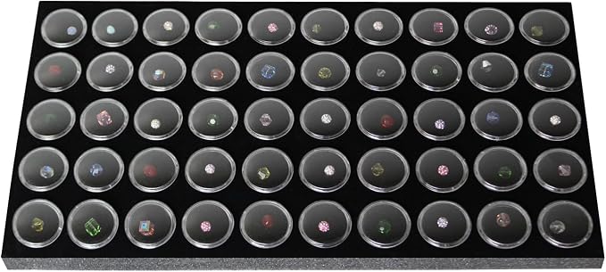 MOOCA Glass Top Black Jewelry Display Case Box 50 Gem Jars, Ring Box, Jewelry Organizer, Jewelry storage Black Tray with Gem Jar, 15" W x 8.5" D x 2" H - Image 4