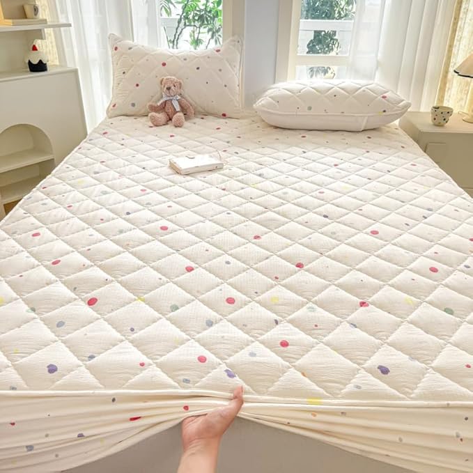 Mattress Protector, Soft Breathable Noiseless Mattress Cover with Stretchable Pockets for 6-11 inches Mattress, Machine Washable (04,2 Pillowcase 19"x29")