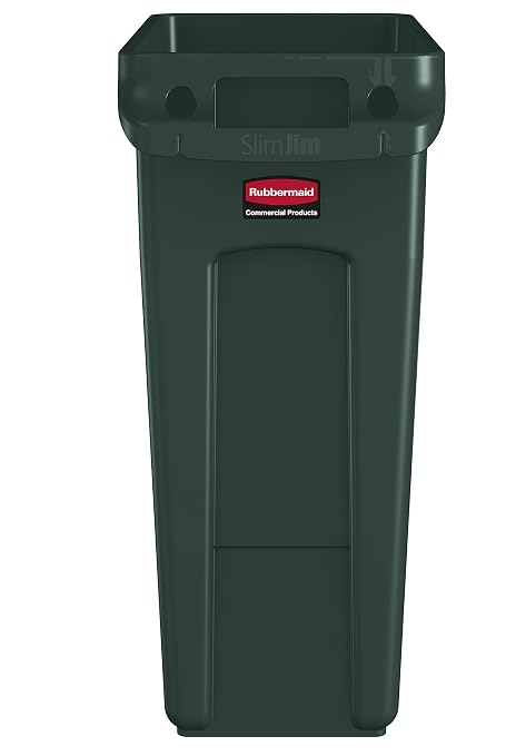 Rubbermaid Commercial Products Slim Jim Trash/Garbage Can with Venting Channels, 16-Gallon, Green, for Kitchen/Office/Workspace, Pack of 4 - Image 2