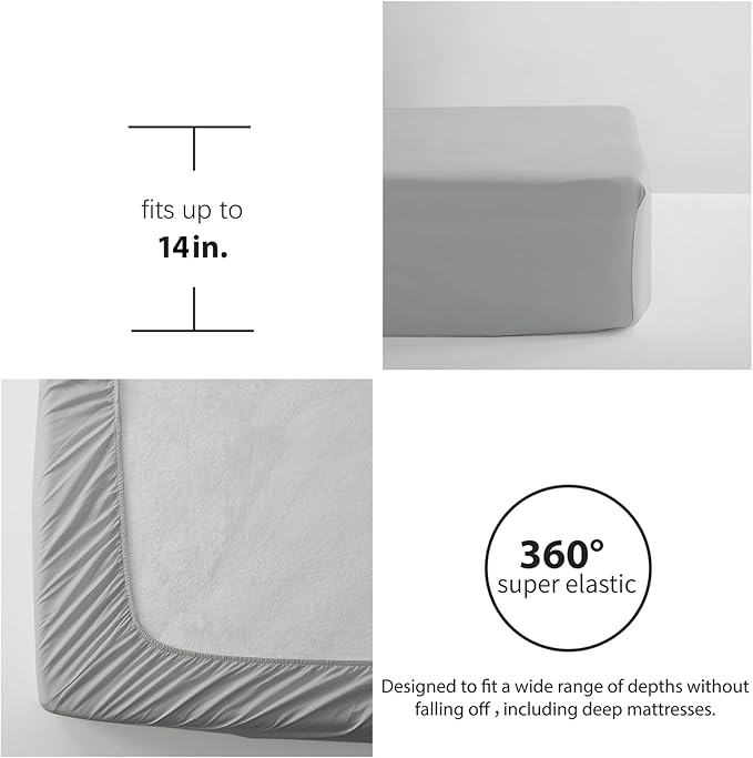 Zzlpp King Comforter Set, 7 Pieces, Grey Seersucker Bed in a Bag with Comforter, Pillow Shams, Pillowcases, Flat Sheet, Fitted Sheet