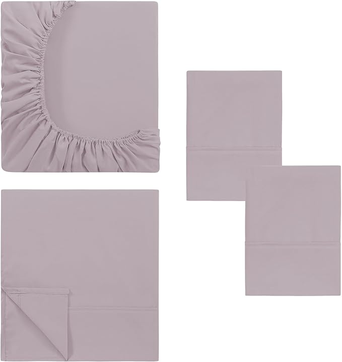 Modern Threads Soft Microfiber Solid Sheets - Luxurious Microfiber Bed Sheets - Includes Flat Sheet, Fitted Sheet with Deep Pockets, & Pillowcases Dusty Mauve Full