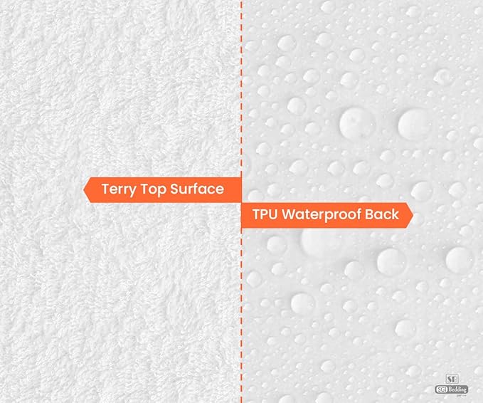 SGI bedding Waterproof 66X80 Olympic/Queen Mattress Protector – 15" Deep Pocket, Soft Noiseless & Breathable Fitted Style Bed Cover, Skin- Friendly Protection Against Moisture Spills & Stains – White