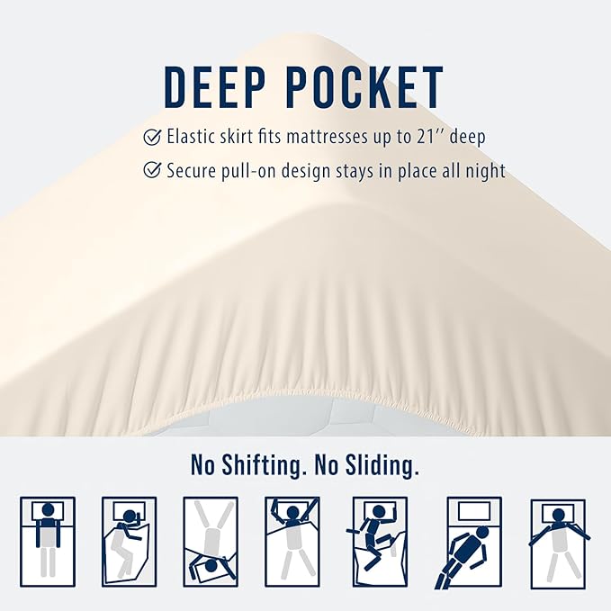 OLANLY Twin XL Quilted Fitted Mattress Pad, Elastic Fitted Mattress Topper, Cooling Soft Mattress Cover Stretches up to 21 Inches Deep, Machine Washable Mattress Protector (39x80 inch, Ivory White)