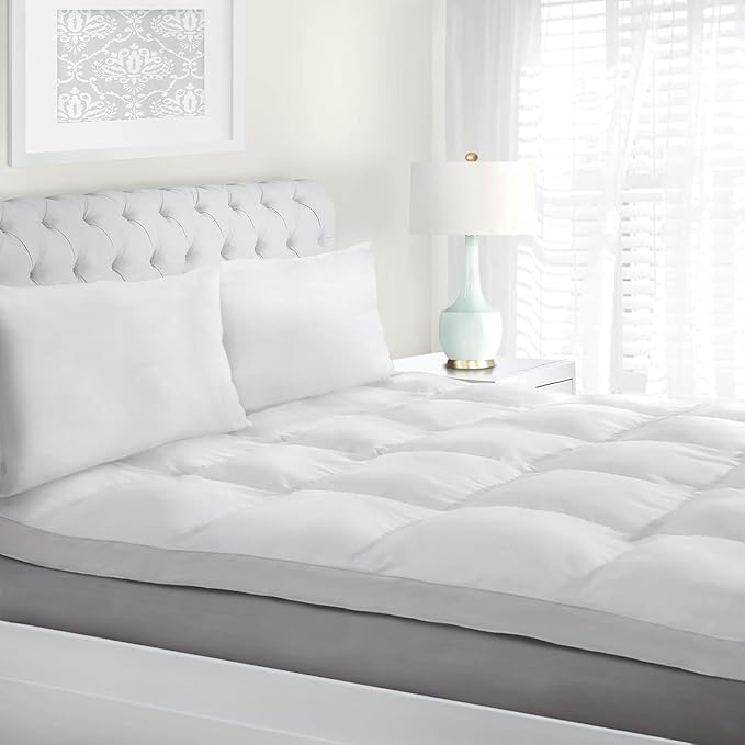 Superior Mattress Topper, Down Alternative, 2 Inch Deep Sized Bed Pillow Top, Comfort Pad, Fluffy Mattress-Topper Protector, Plush Cooling Extra Soft, Hotel Quality, Sleep, All-Season, Twin, White