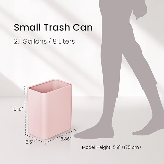 Cesun Pink Bathroom Trash Can 2.1 Gallon Wastebasket, Small Modern Metal Garbage Can Office Waste Basket, Stainless Steel Trash Bin for Bedroom, Home Office, Toilet, rv, Near Desk, Under Sink - Image 8