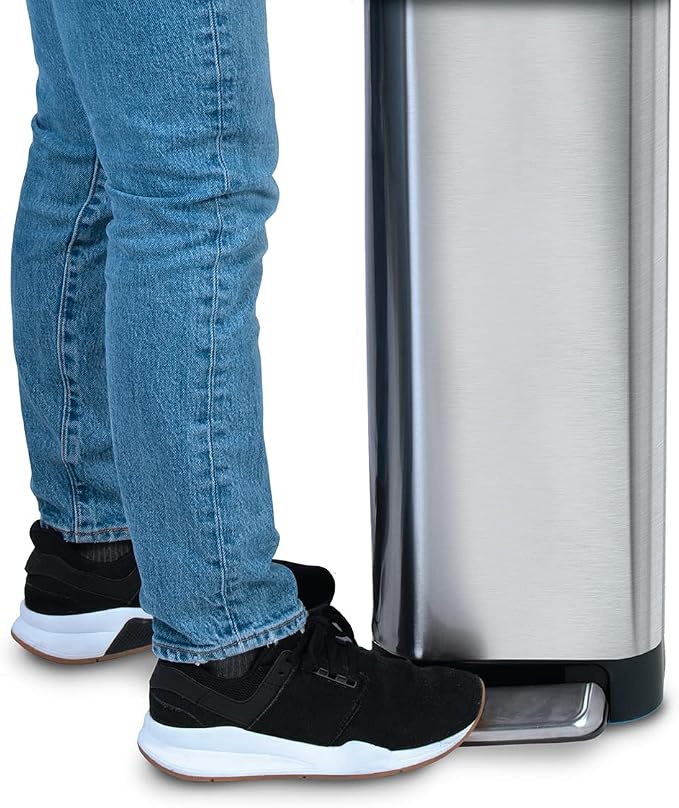 Glad Slim Trash Can with Clorox Odor Protection - Narrow Kitchen Garbage Bin with Soft Close Lid, Step On Foot Pedal and Waste Bag Roll Holder, Stainless Steel, 12 Gallon/45 Liter - Image 8