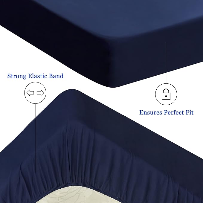Sufdari King Size Mattress Protector,Waterproof Mattress Cover,18" Deep Pocket Mattress Protector,Dust Proof Bed Protector for Dogs/Cats/Pets/Kids-Navy Blue,King