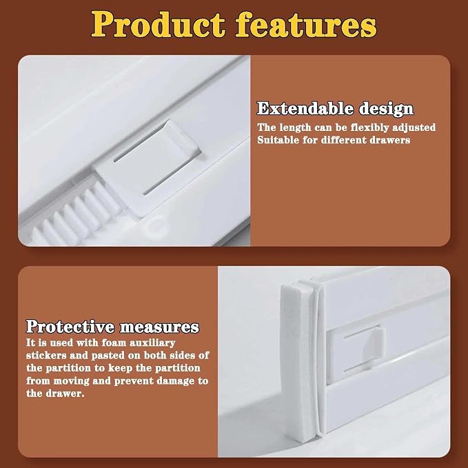 12 Pcs Drawer Dividers for Clothes, 3.15" High 11.34"-19.69" Adjustable Expandable Dresser Drawer Organizer, Clear Plastic Separators for Dresser, Baby Clothing (12, clear) - Image 3