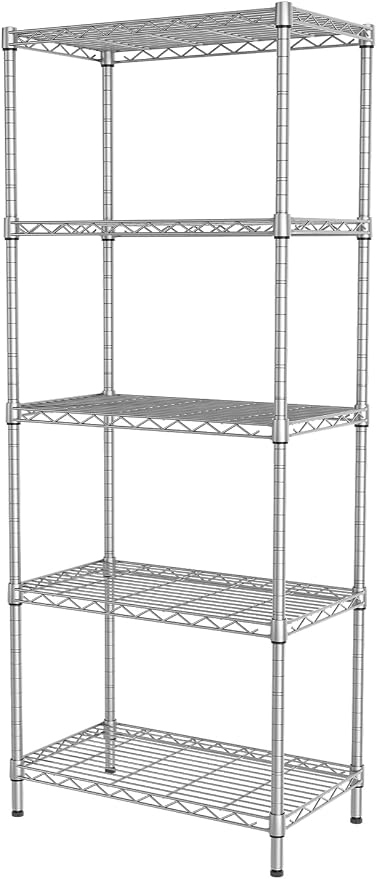 SINGAYE Shelf Wire Shelving Adjustable Storage Shelves Rack Standing Units for Kitchen Closet Laundry Bathroom Organizers Metal Pantry Narrow Mesh Gaps 12" D x 22" W x 59" H Gray by SINGAYE