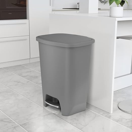 Glad Kitchen Trash Can | Large Plastic Waste Bin with Odor Protection of Lid | Hands Free with Step On Foot Pedal and Garbage Bag Rings, 20 Gallon, Grey - Image 5