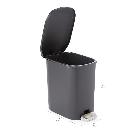 Amazon Basics Compact Plastic Bathroom Trash Can with Soft-Close Lid,Hands-Free Foot Pedal,Removable Inner Bucket,6 Liters,Black,(Pack of 6) - Image 6