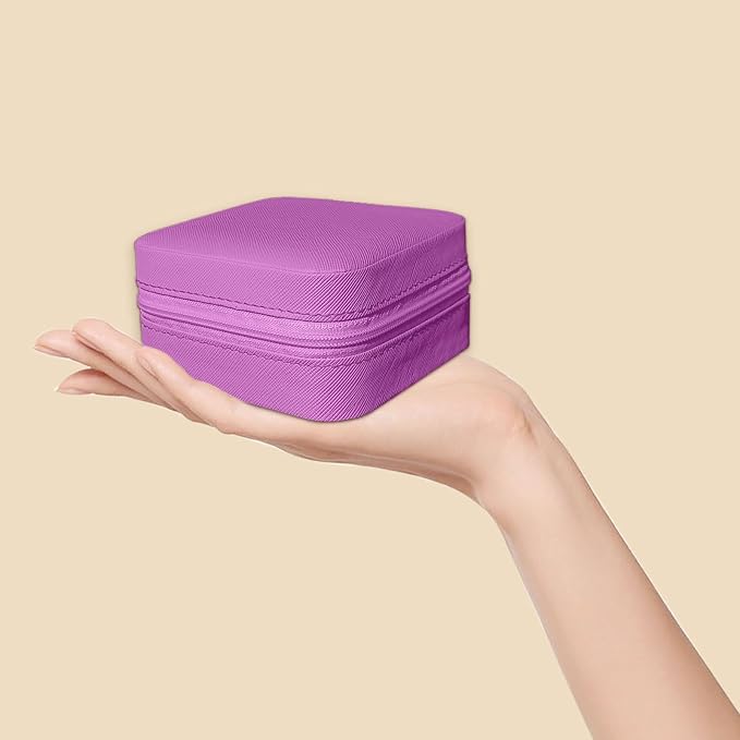 Small Travel Jewelry Box, Portable Mini Jewelry Leather Box Jewelry Ring Organizer Case Storage Holder Gift Boxes for Girls Women, Lilac purple - Image 6