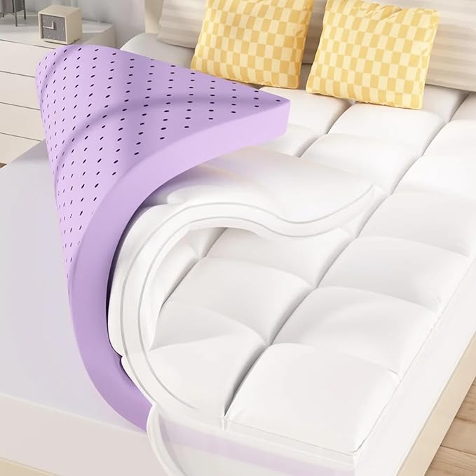 SINWEEK Dual Layer 5 Inch Memory Foam Mattress Topper Twin Size, 3 Inch Gel Memory Foam Plus 2 Inch 1450 GSM Down Alternative Quilted Pillow Top Mattress Pad Cover, White