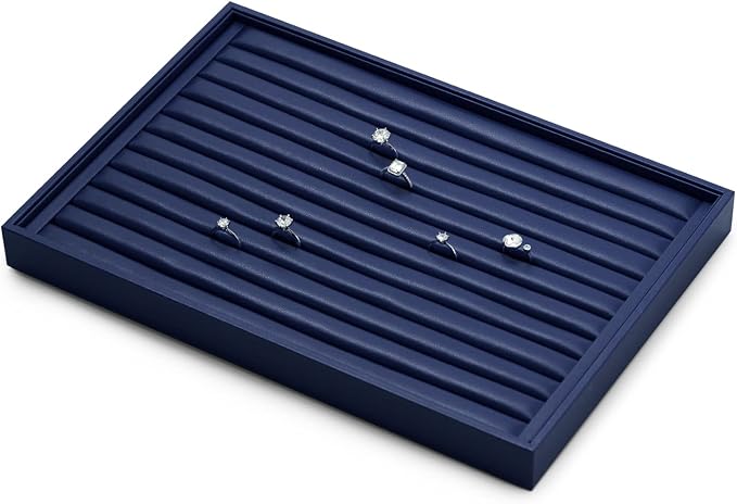 Oirlv Elegant Blue Ring Organizer Tray Stackable Jewelry Trays Jewelry Drawer Organizer Ring Earring Storage - Image 3