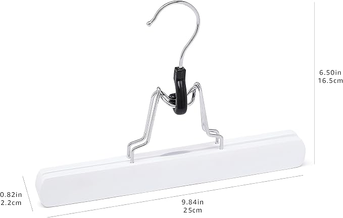 Amazon Basics Wooden Pants Hangers Closet Organizer, White, 10-Pack - Image 6