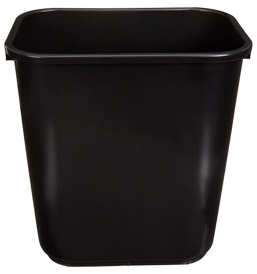 Amazon Basics Rectangular Plastic Office Wastebasket, 7 Gallon, Easy to Clean, Black, Pack of 2 by AmazonBasics