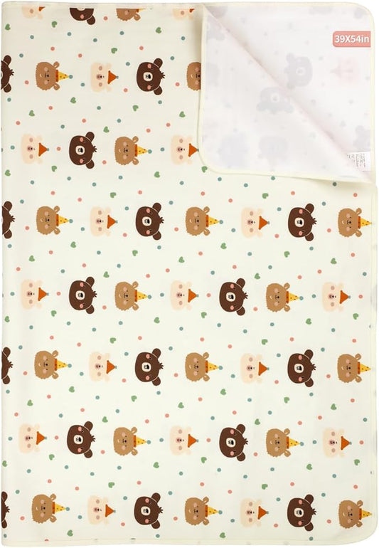 Pee Pads for Kids Waterproof Crib Pad - Reusable Potty Training Pads for Bed, Washable Toddler Mattress Pad Protector, Unisex for Toddlers Adults Elderly & Pets(Cute Bear, 39 x 54 Inch)
